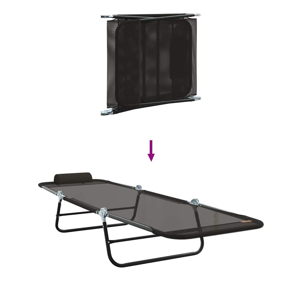 Összecsukható nyugágy 2 pcs fekete 182 x 55 x 85,5 cm textilén