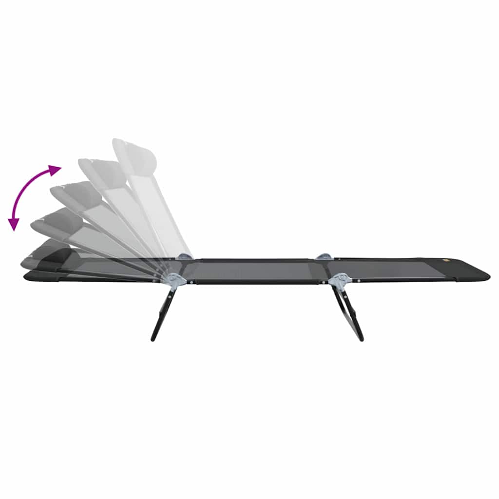Összecsukható nyugágy 2 pcs fekete 182 x 55 x 85,5 cm textilén