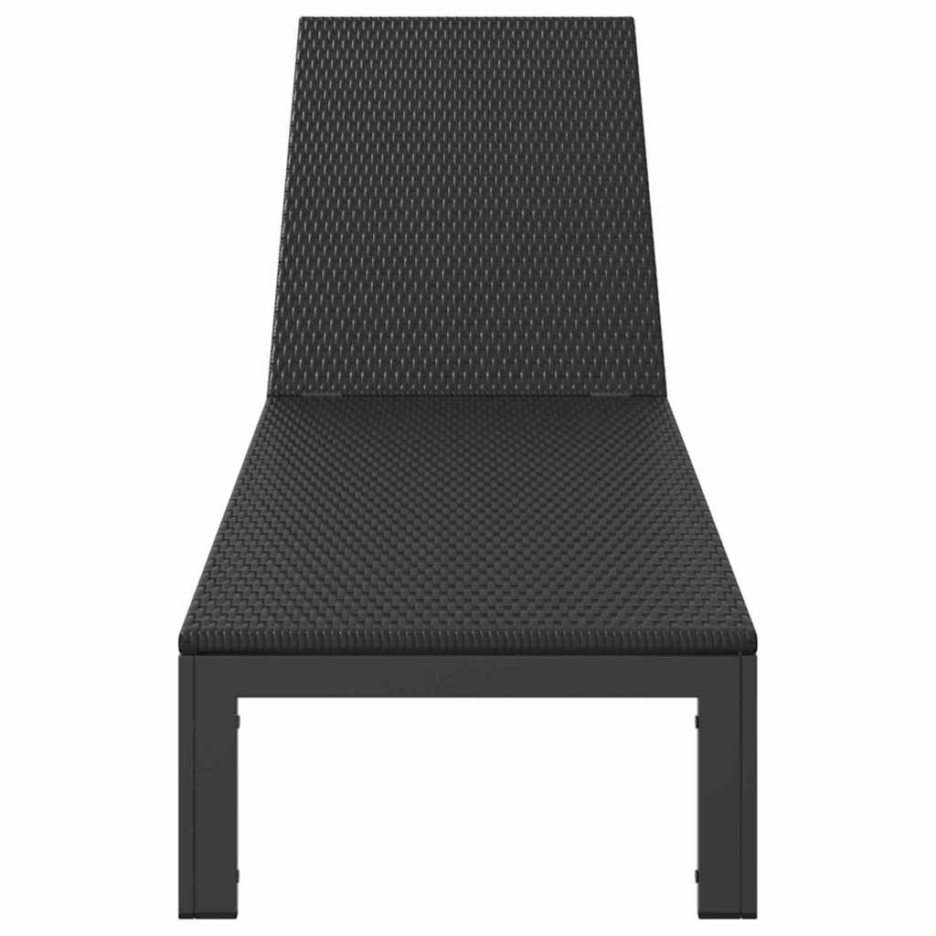 Napozóágy fekete 206 x 62.5 x 74 cm polirattan