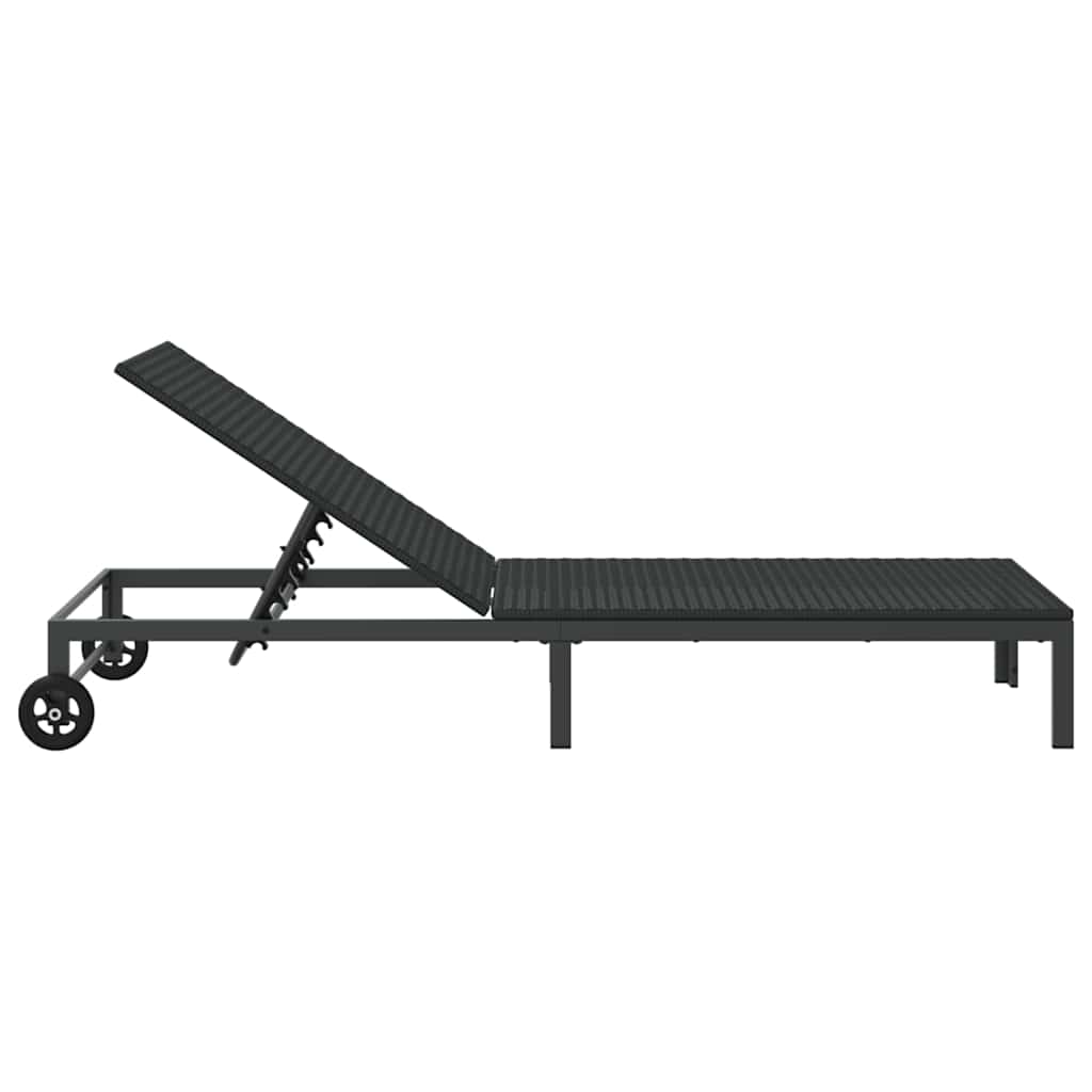 Napozóágy fekete 206 x 62.5 x 74 cm polirattan