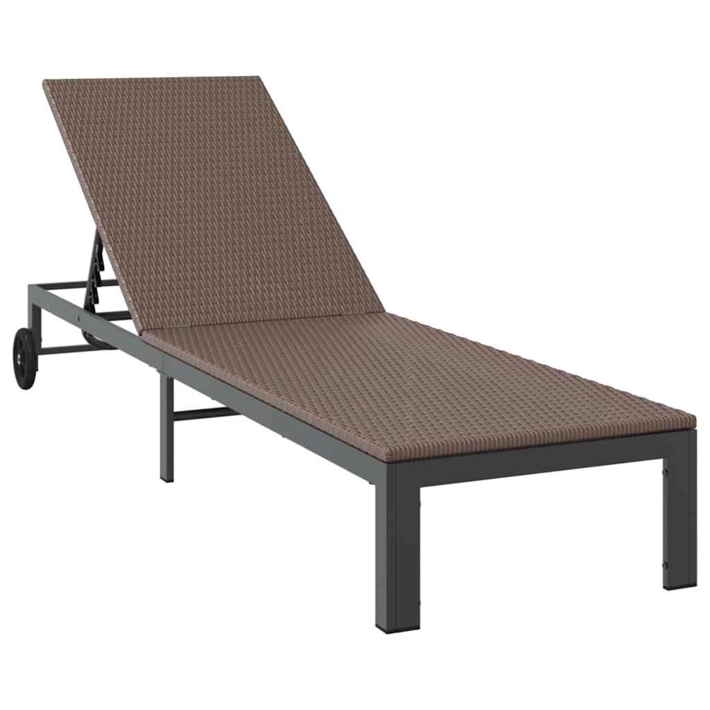 Napozóágy 2-személy 3 pcs barna polirattan