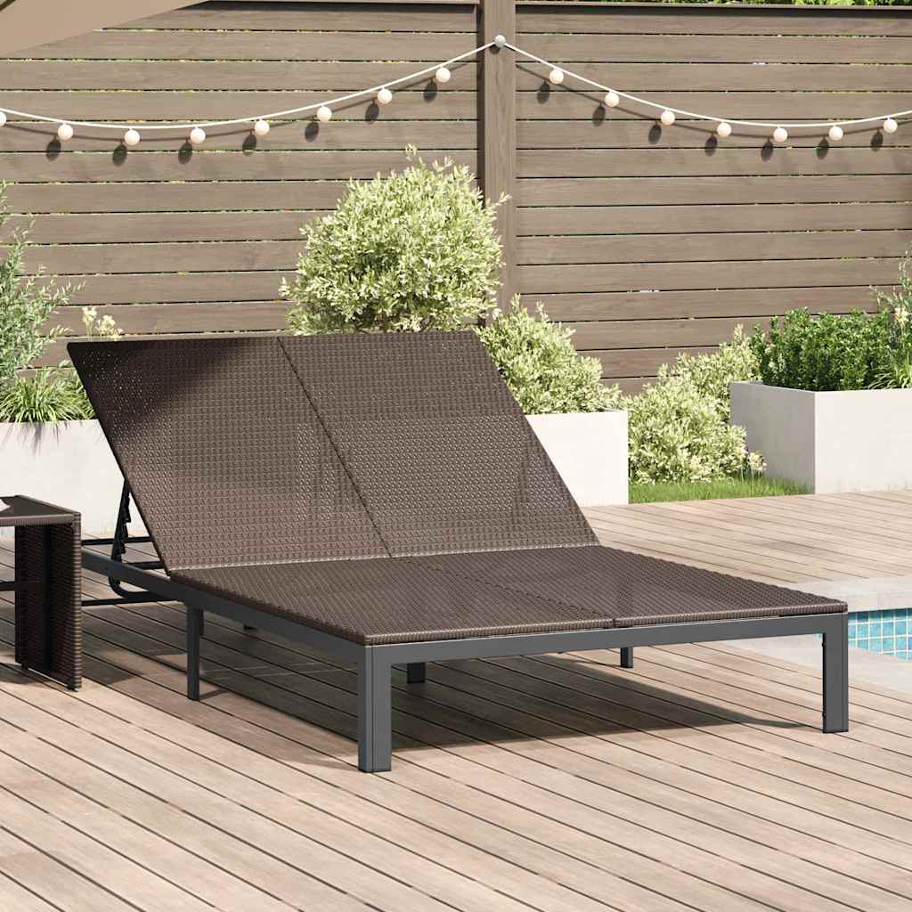 Napozóágy barna 206 x 115 x 75 cm polirattan