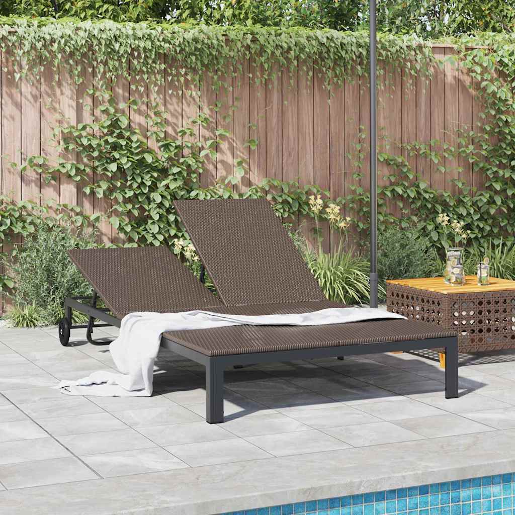 Napozóágy barna 206 x 115 x 75 cm polirattan