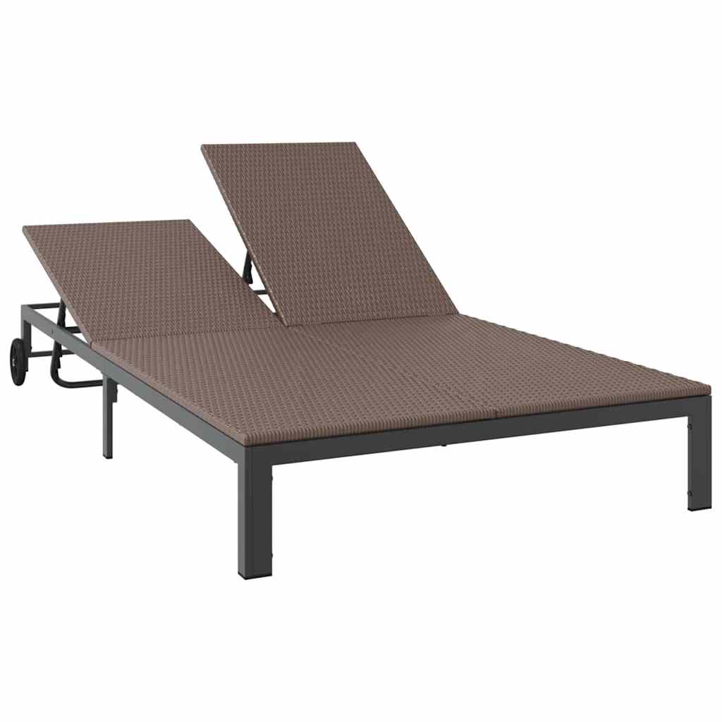 Napozóágy barna 206 x 115 x 75 cm polirattan