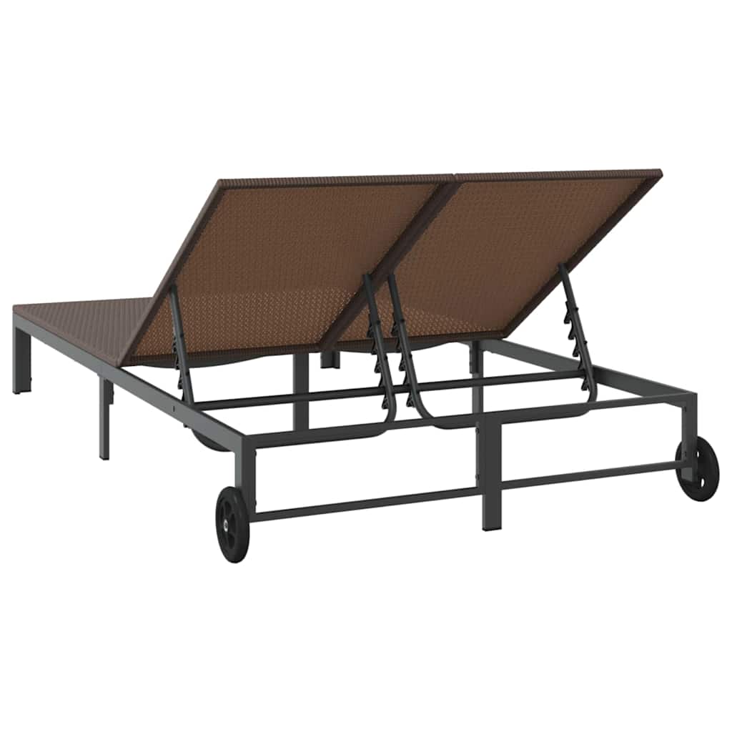 Napozóágy barna 206 x 115 x 75 cm polirattan