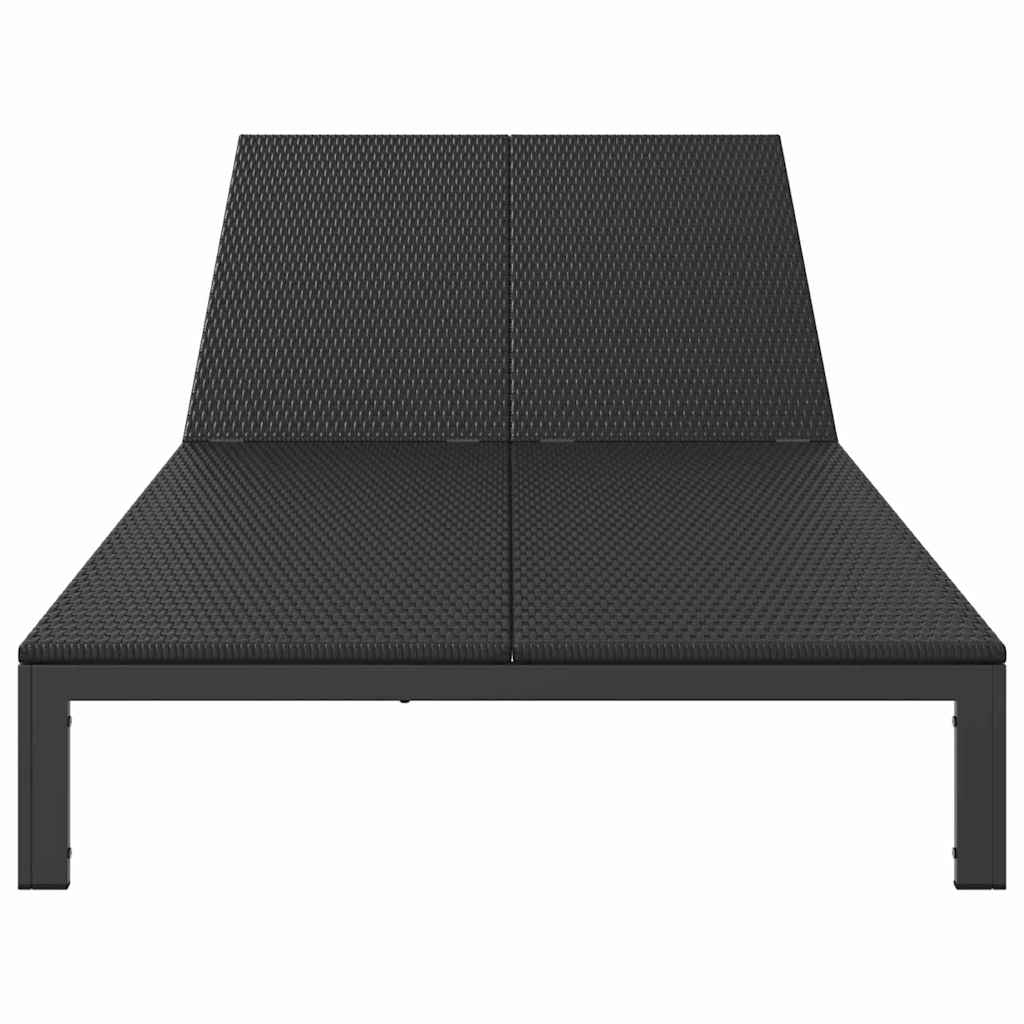 Napozóágy fekete 206 x 115 x 75 cm polirattan