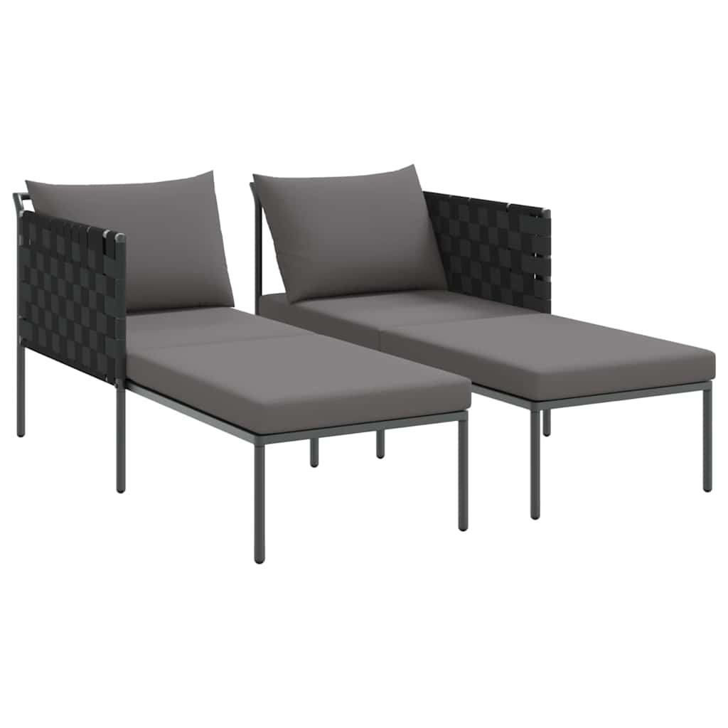 Napozóágy párnával antracit 153 x 115 x 69.5 cm porszórt acél