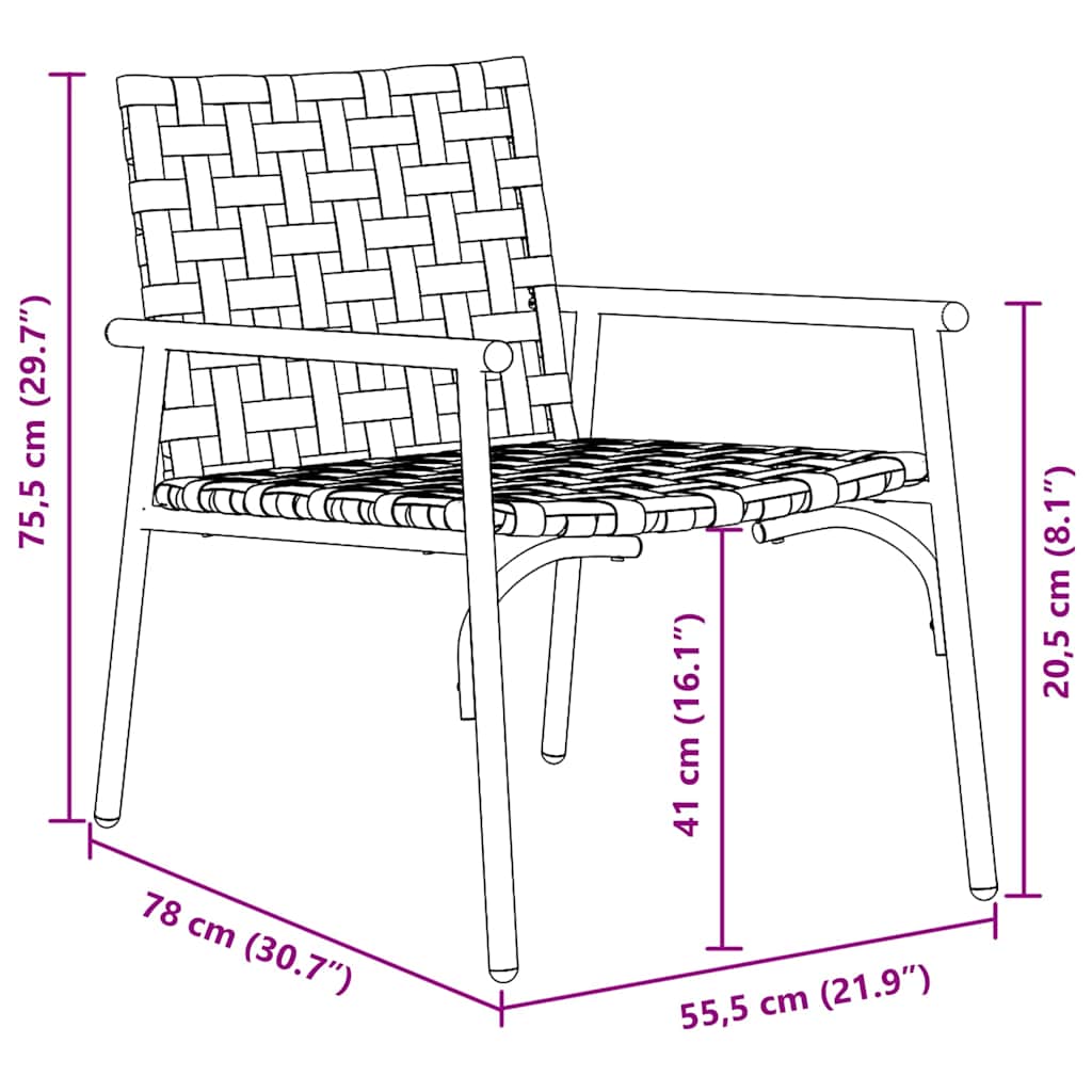 Kerti szék 2 pcs barna 78 x 55,5 x 75,5 cm polirattan