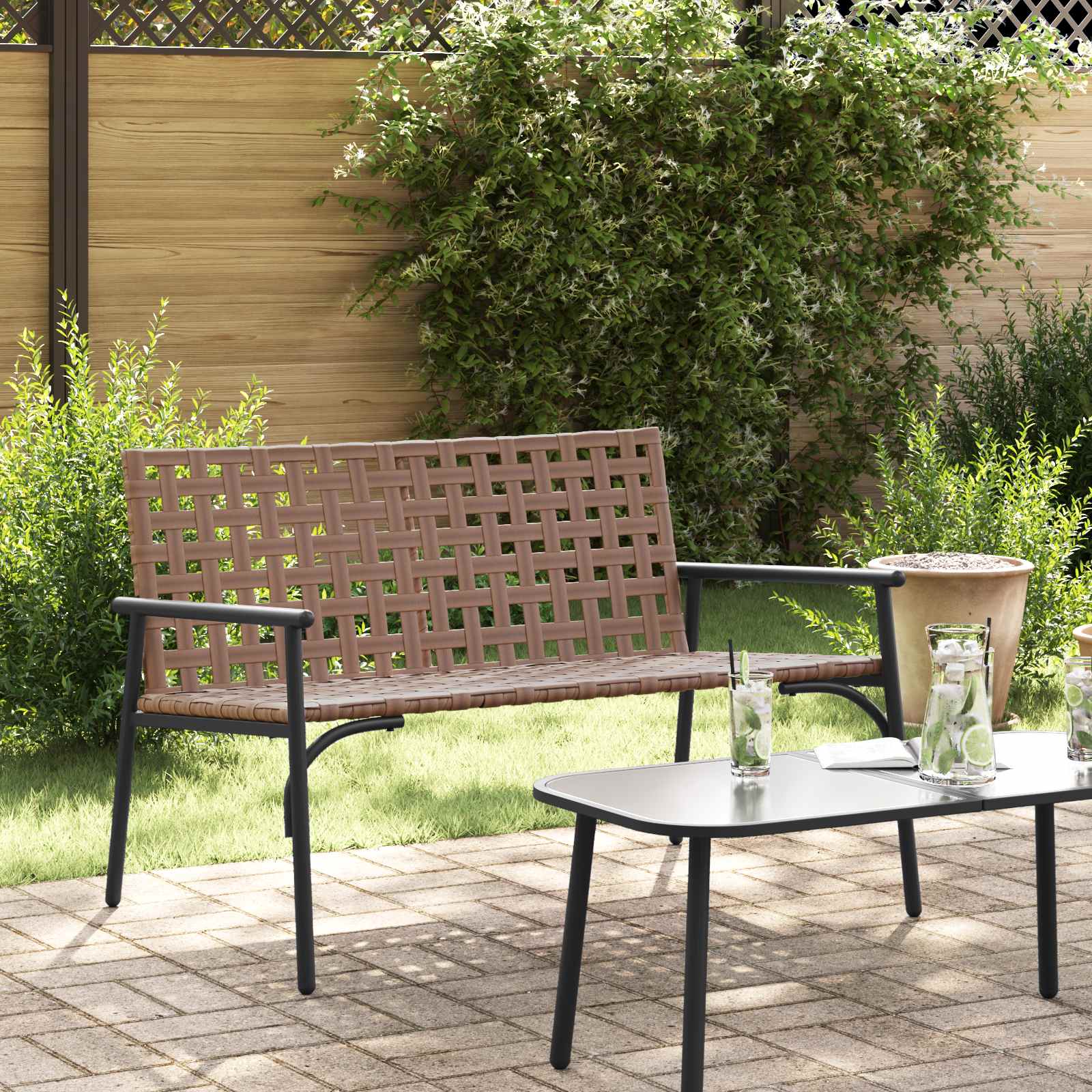 Kerti szék barna 110,5 x 79 x 75,5 cm polirattan