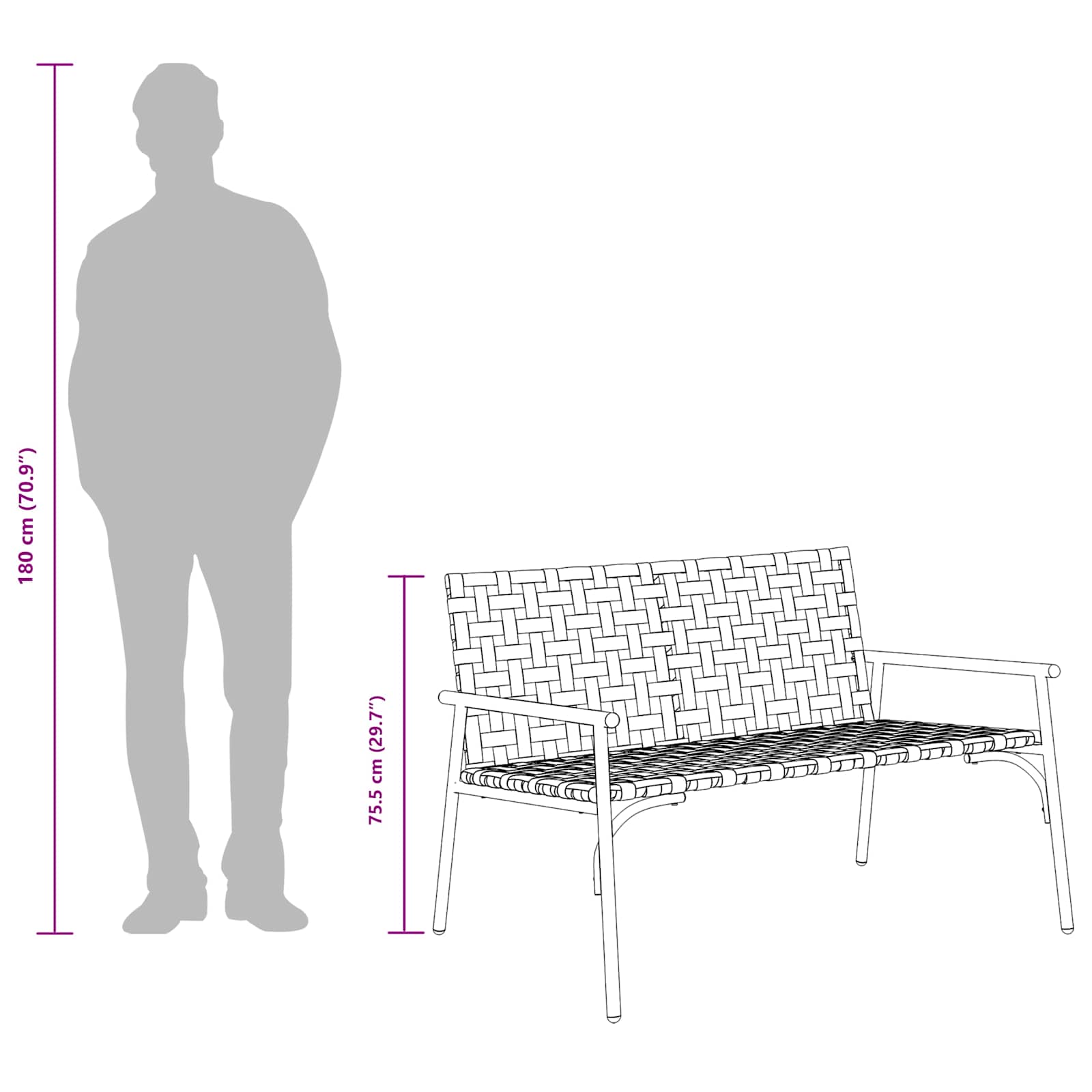 Kerti szék barna 110,5 x 79 x 75,5 cm polirattan
