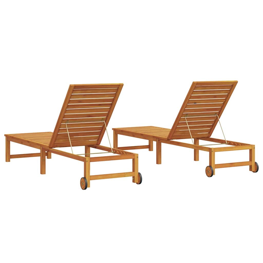 Napozó 2 pcs barna 202 x 53 x 89 cm tömör akácfa