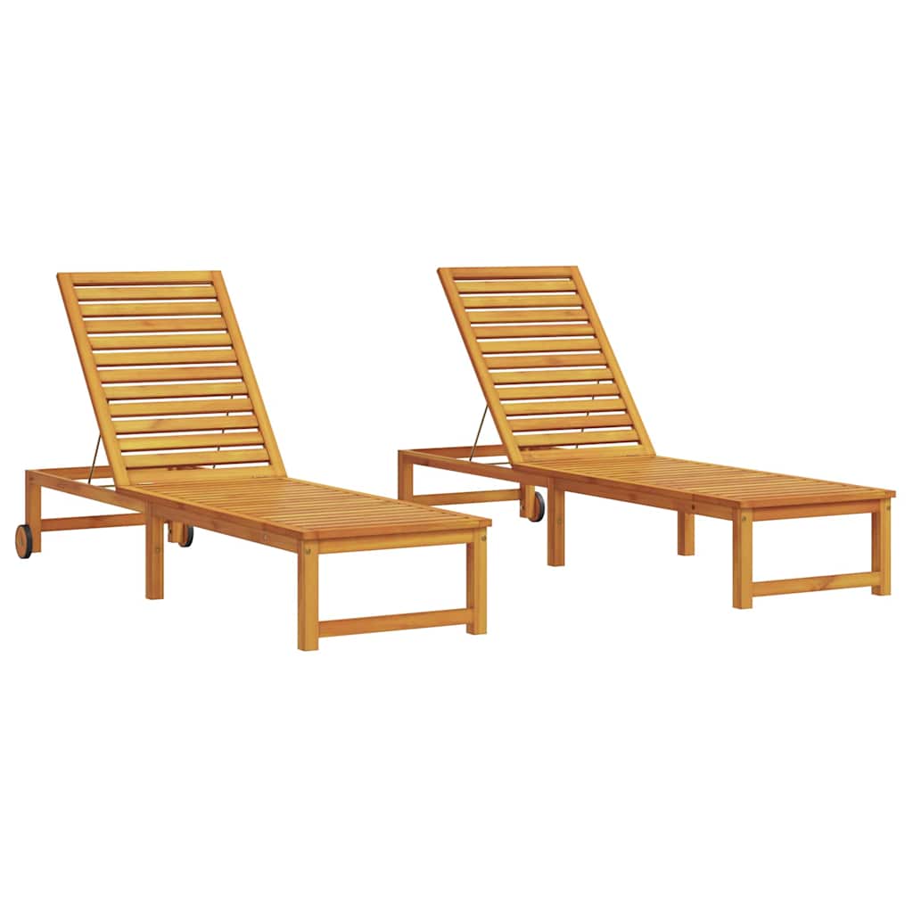 Napozó 2 pcs barna 202 x 53 x 89 cm tömör akácfa