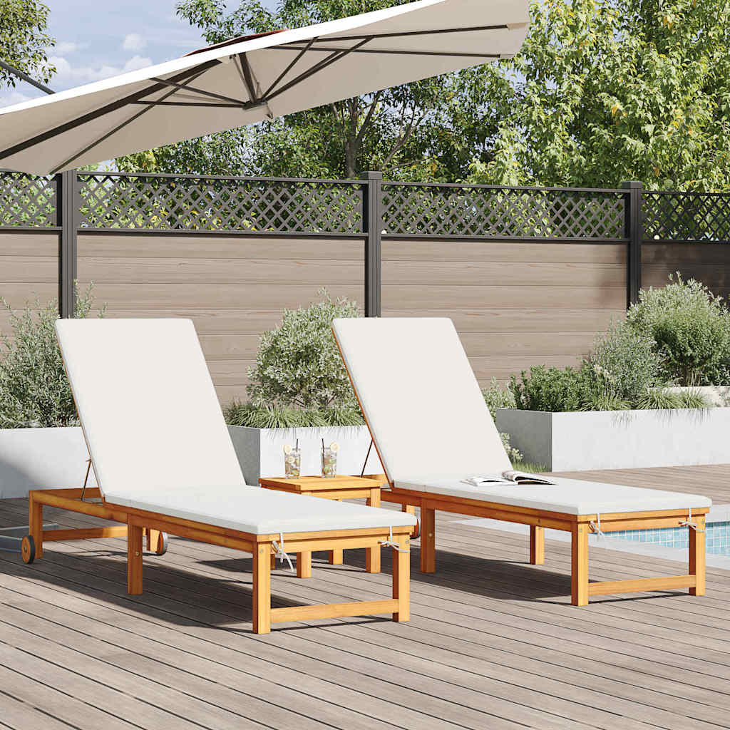 Napozó 2 pcs barna 202 x 53 x 89 cm tömör akácfa