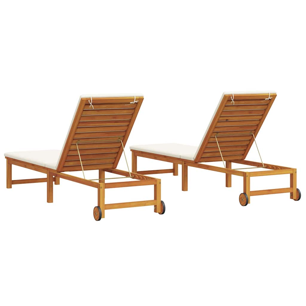 Napozó 2 pcs barna 202 x 53 x 89 cm tömör akácfa