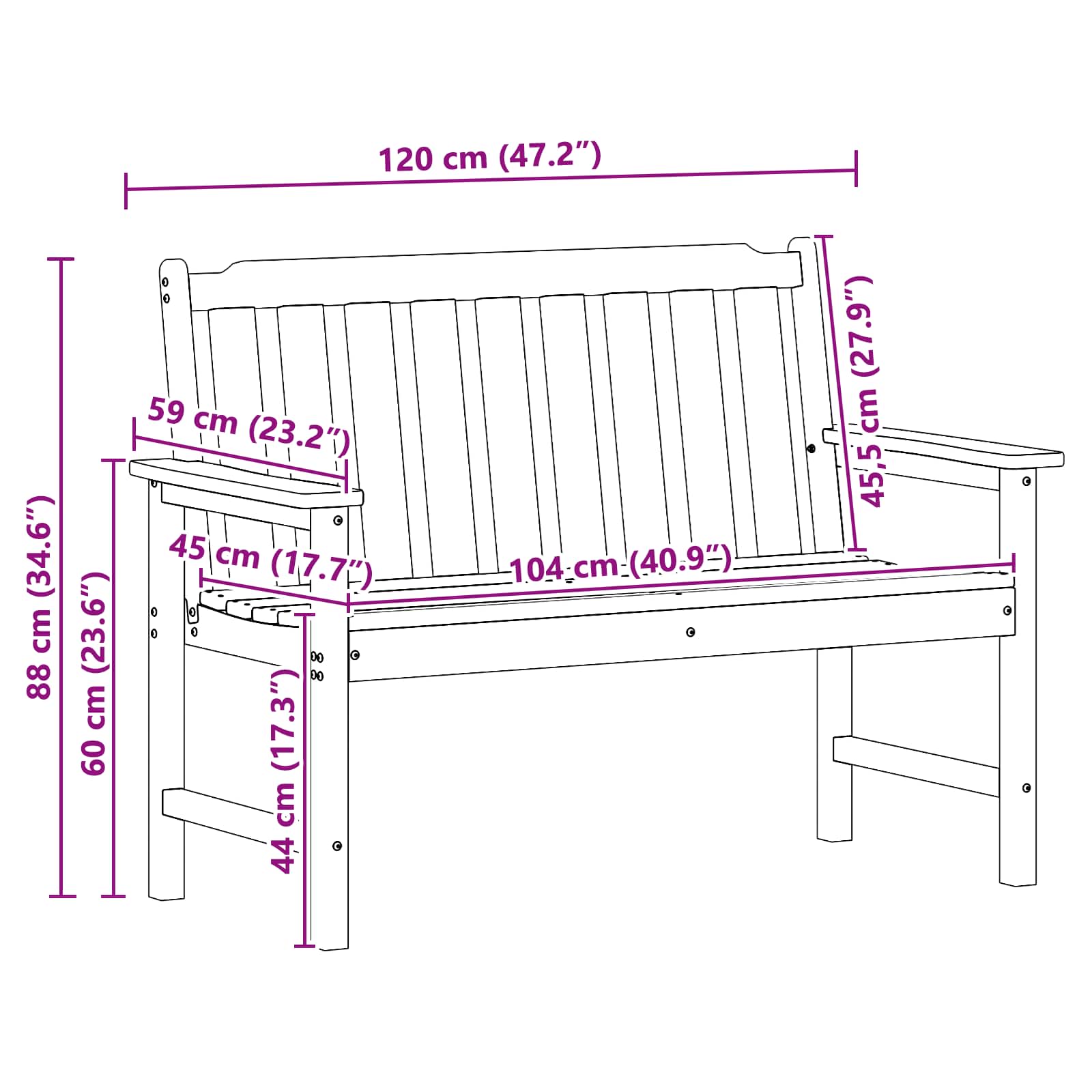 Kerti pad fekete 120 x 59 x 88 cm hdpe