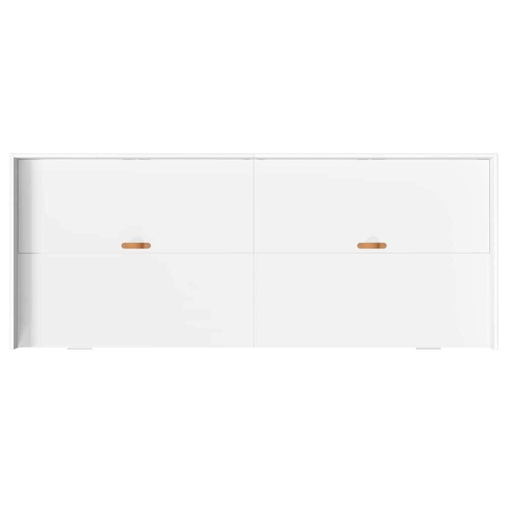 Ágykeret tárolóval fejtámlával fiókkal fehér 90 x 200 cm faanyag