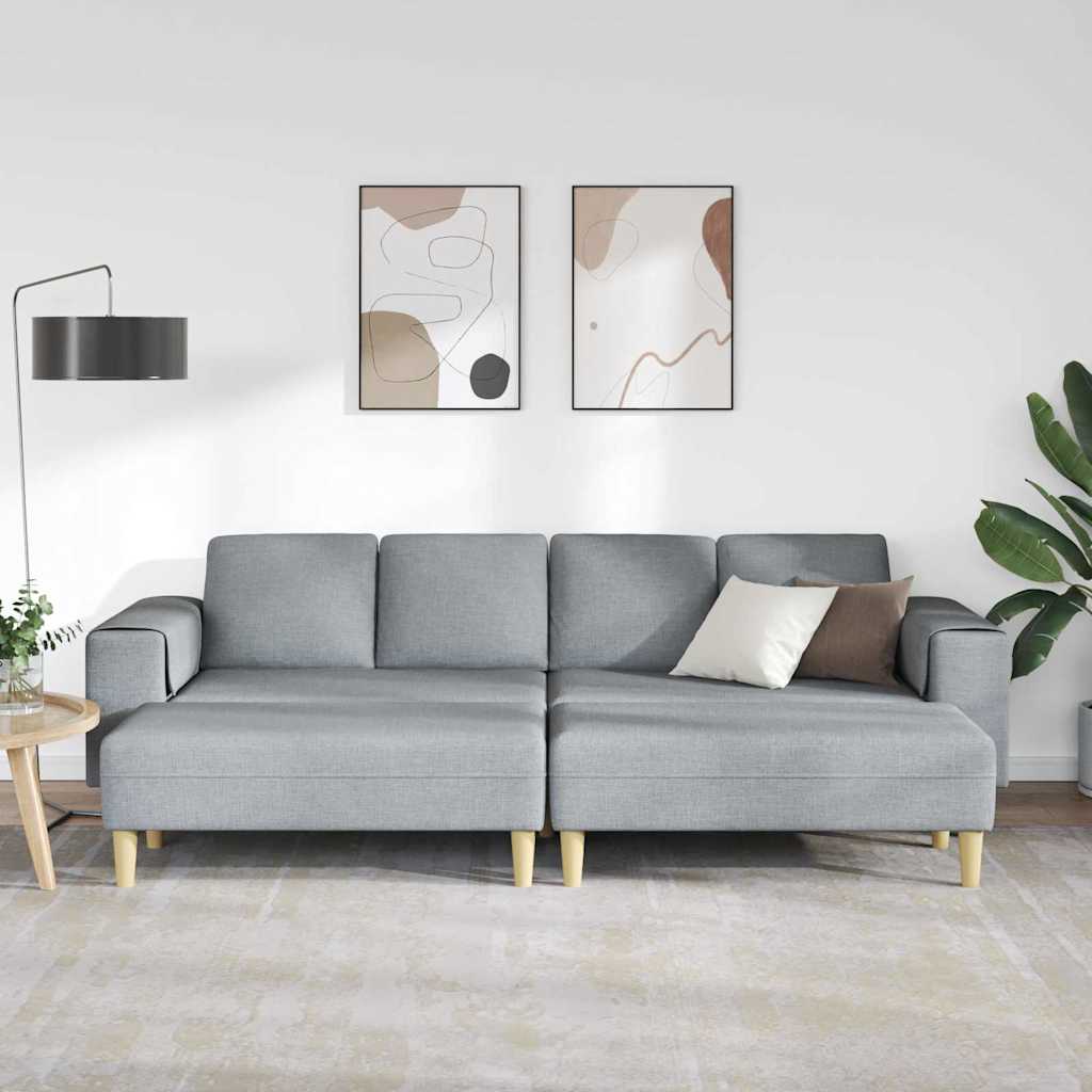 Kanapé szett 3 pcs világosszürke szövet Kanapé szett 3 pcs világosszürke szövet