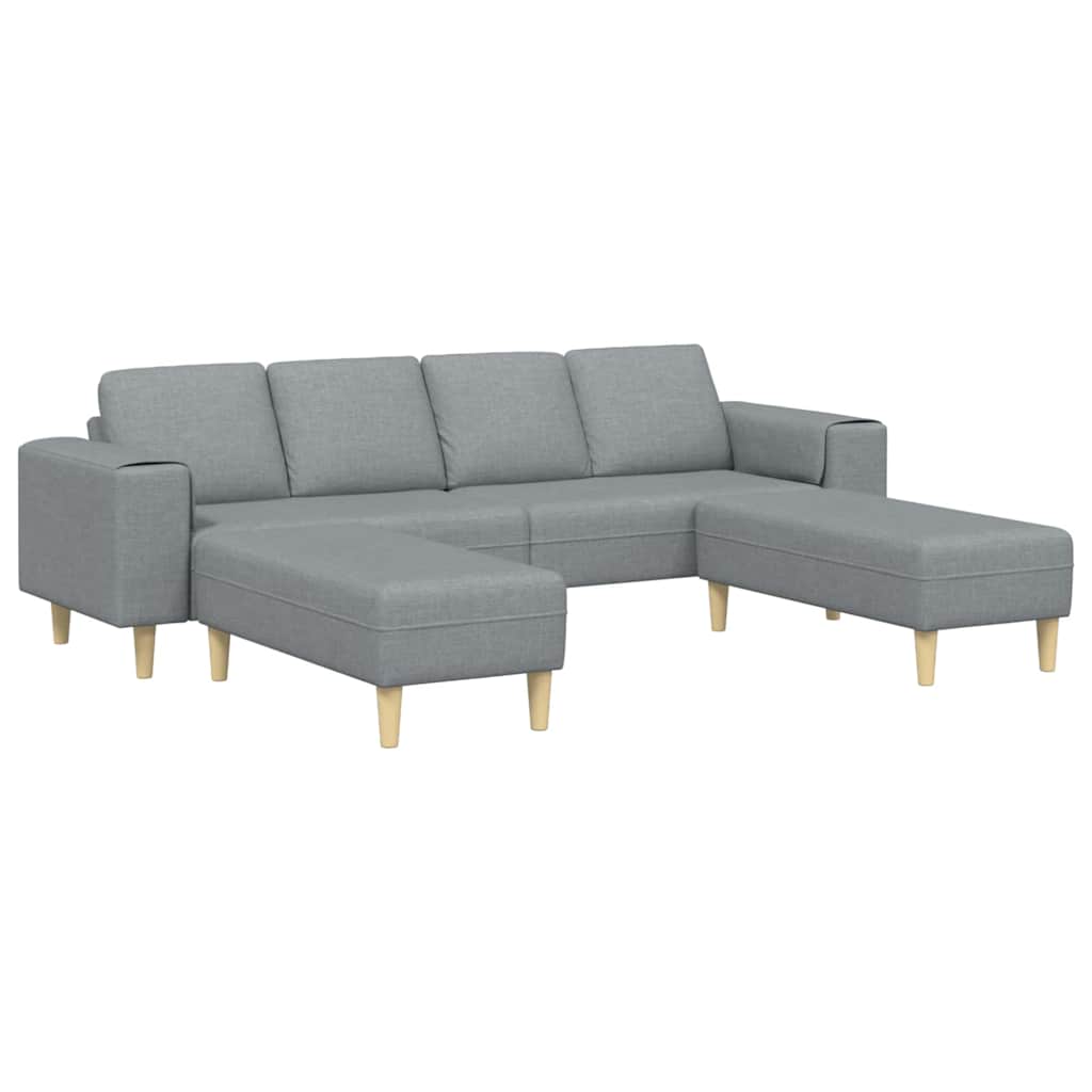 Kanapé szett 3 pcs világosszürke szövet Kanapé szett 3 pcs világosszürke szövet