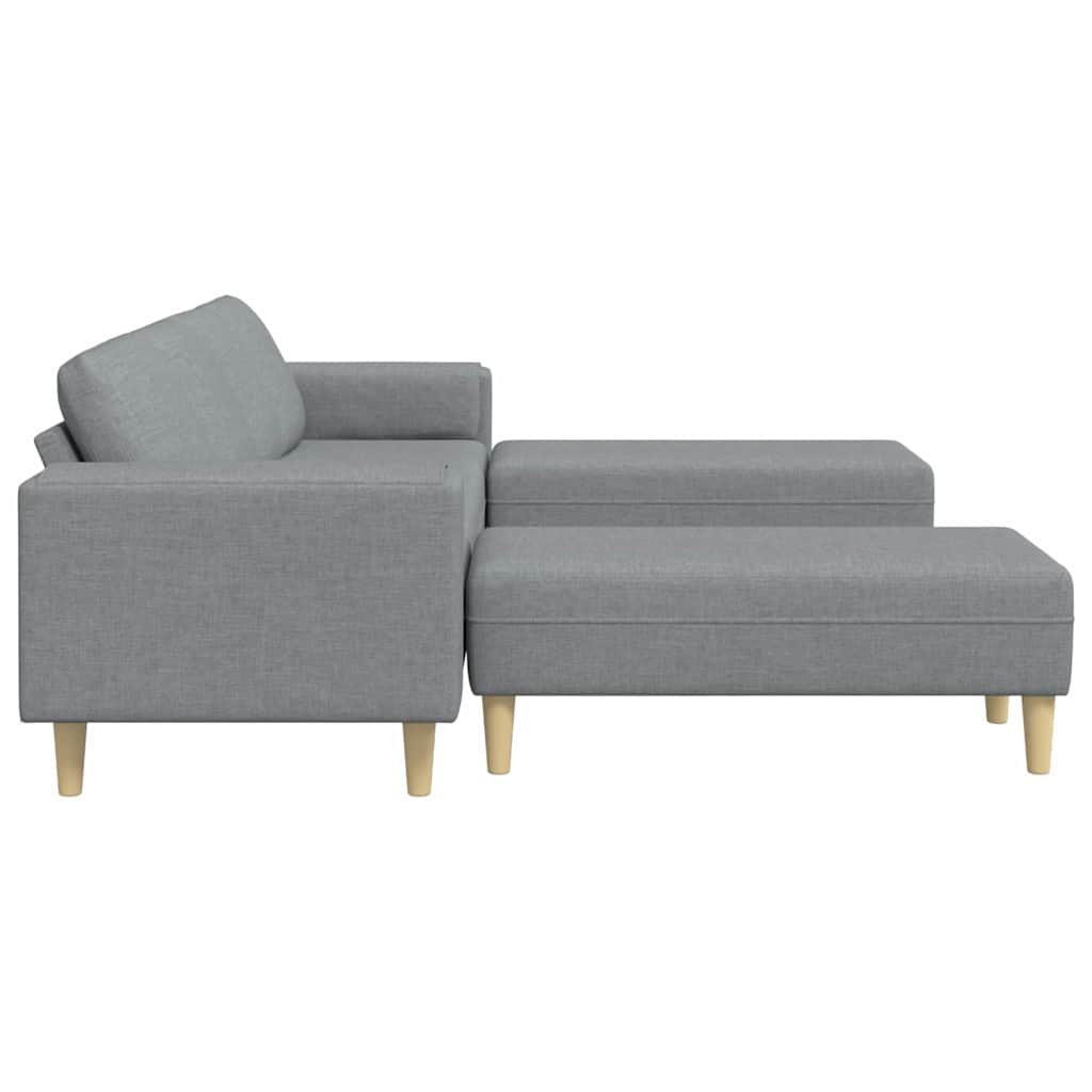 Kanapé szett 3 pcs világosszürke szövet Kanapé szett 3 pcs világosszürke szövet