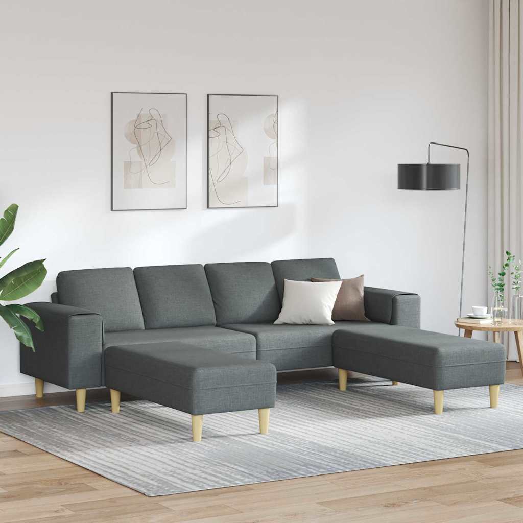 Kanapé szett 3 pcs sötétszürke szövet Kanapé szett 3 pcs sötétszürke szövet