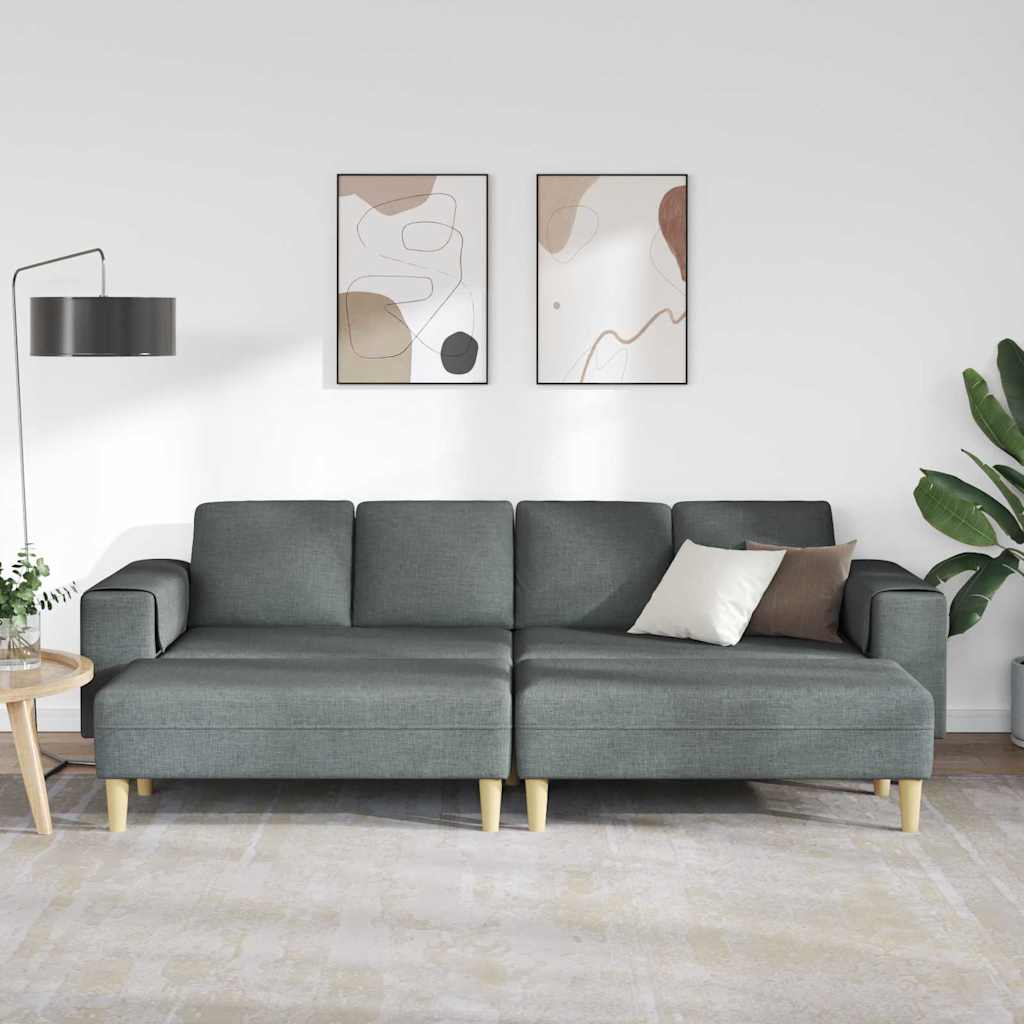 Kanapé szett 3 pcs sötétszürke szövet Kanapé szett 3 pcs sötétszürke szövet