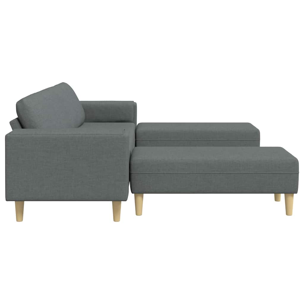 Kanapé szett 3 pcs sötétszürke szövet Kanapé szett 3 pcs sötétszürke szövet
