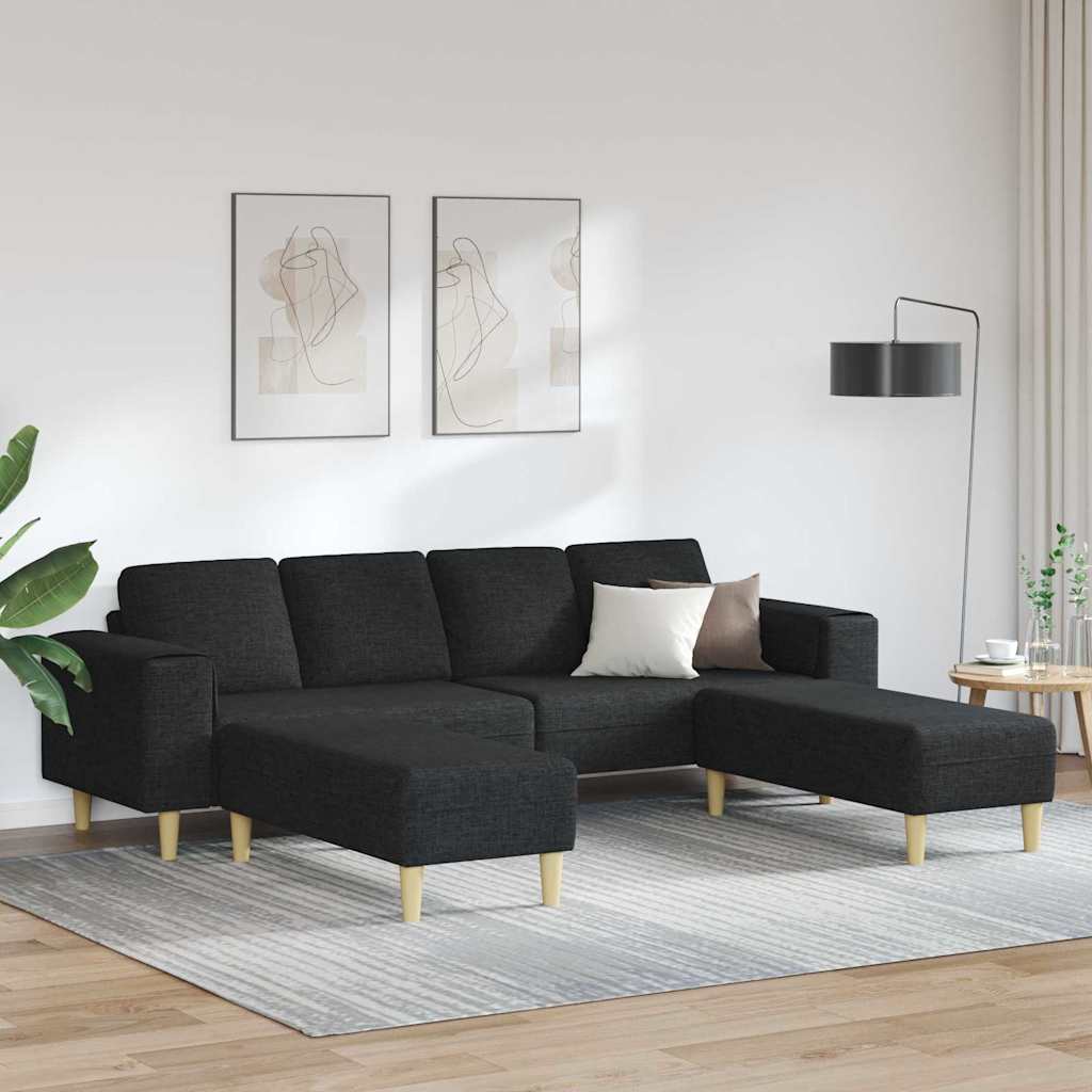 Kanapé szett 3 pcs fekete szövet Kanapé szett 3 pcs fekete szövet