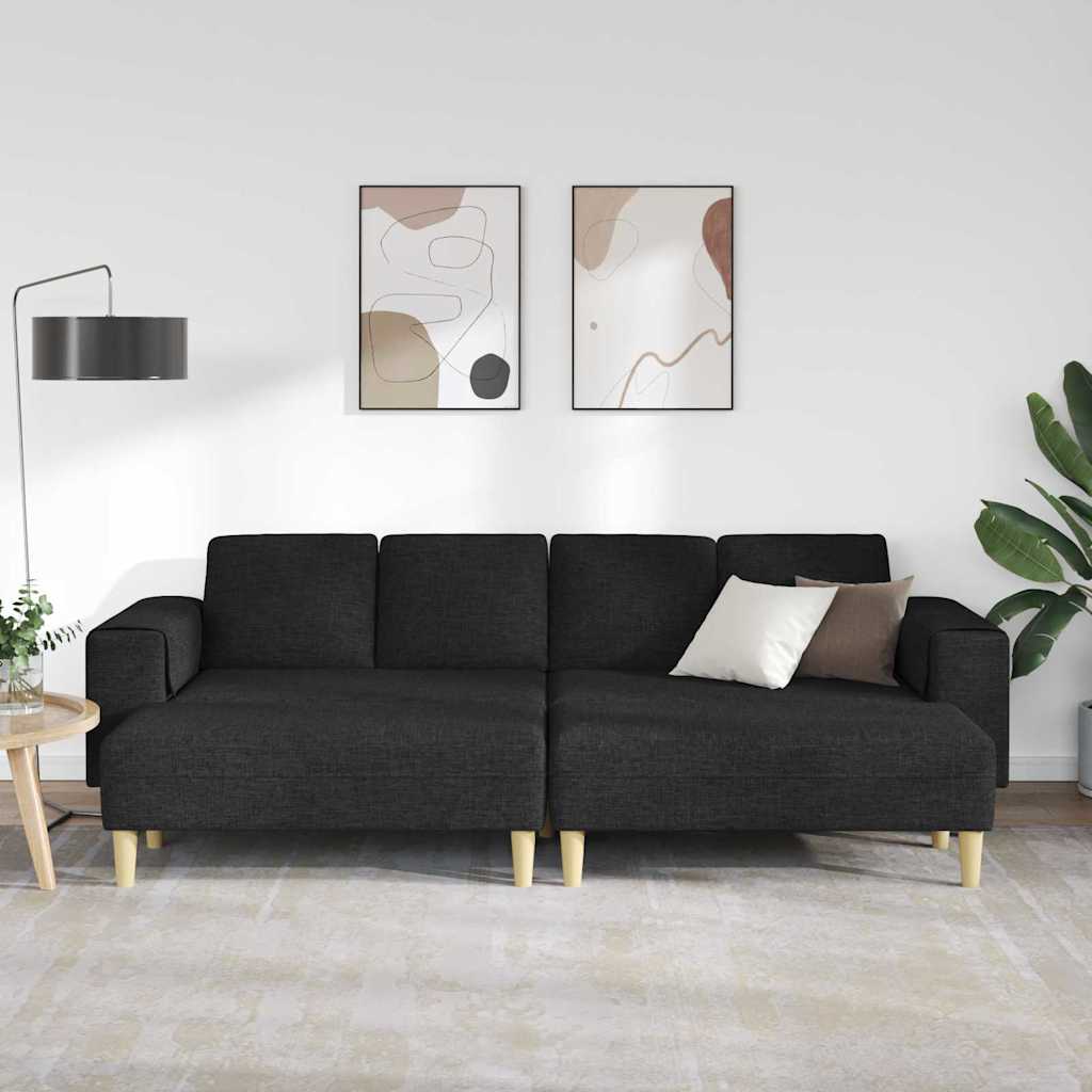 Kanapé szett 3 pcs fekete szövet Kanapé szett 3 pcs fekete szövet