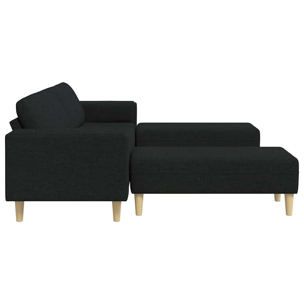 Kanapé szett 3 pcs fekete szövet Kanapé szett 3 pcs fekete szövet