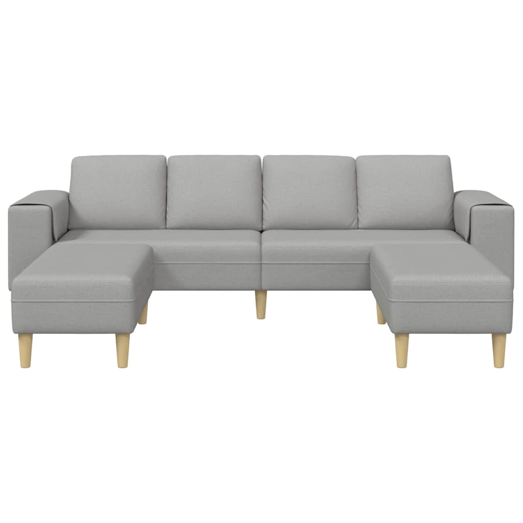 Kanapé szett 3 pcs felhős szürke szövet Kanapé szett 3 pcs felhős szürke szövet