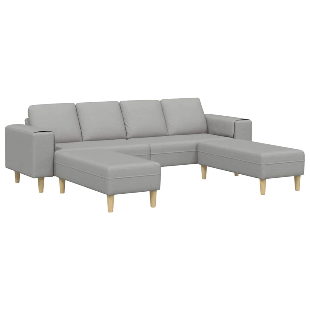 Kanapé szett 3 pcs felhős szürke szövet Kanapé szett 3 pcs felhős szürke szövet