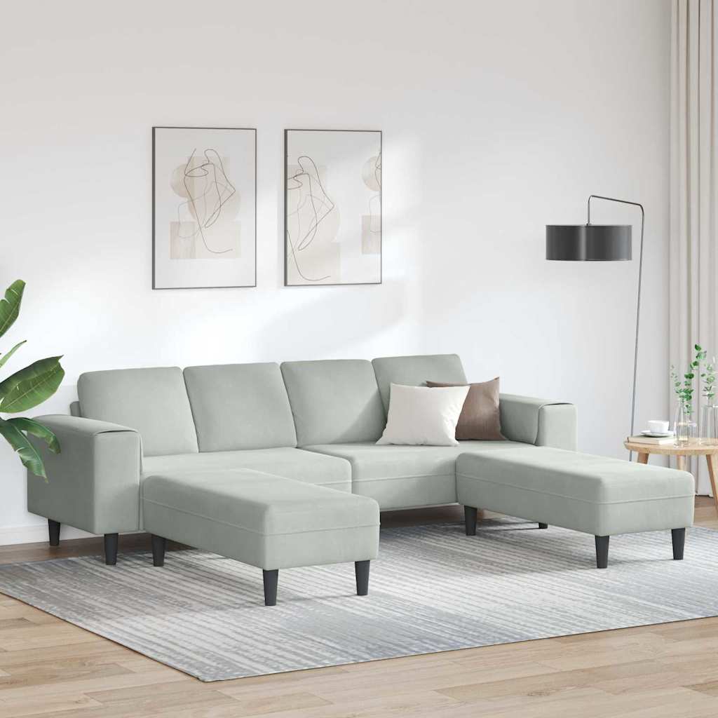 Kanapé szett 3 pcs világosszürke bársony