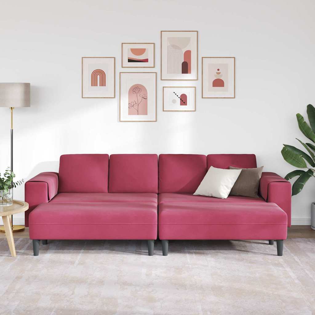 Kanapé szett 3 pcs bordó bársony Kanapé szett 3 pcs bordó bársony