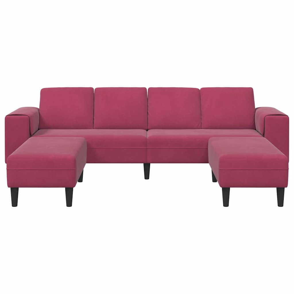 Kanapé szett 3 pcs bordó bársony Kanapé szett 3 pcs bordó bársony