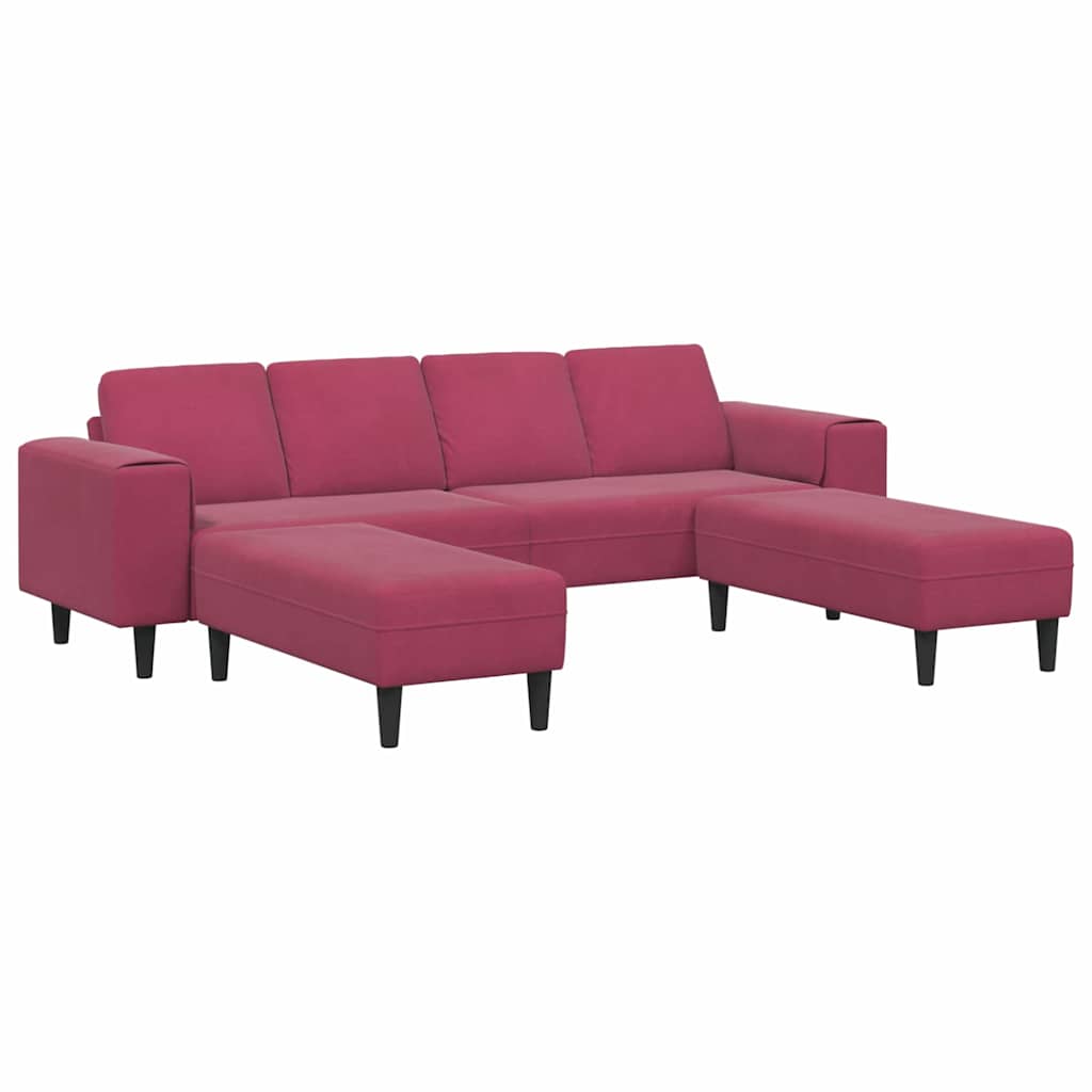 Kanapé szett 3 pcs bordó bársony Kanapé szett 3 pcs bordó bársony