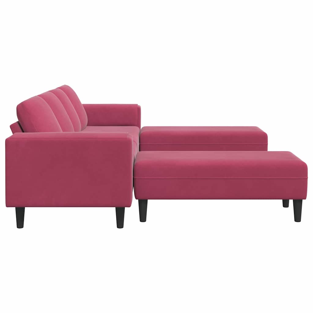 Kanapé szett 3 pcs bordó bársony Kanapé szett 3 pcs bordó bársony