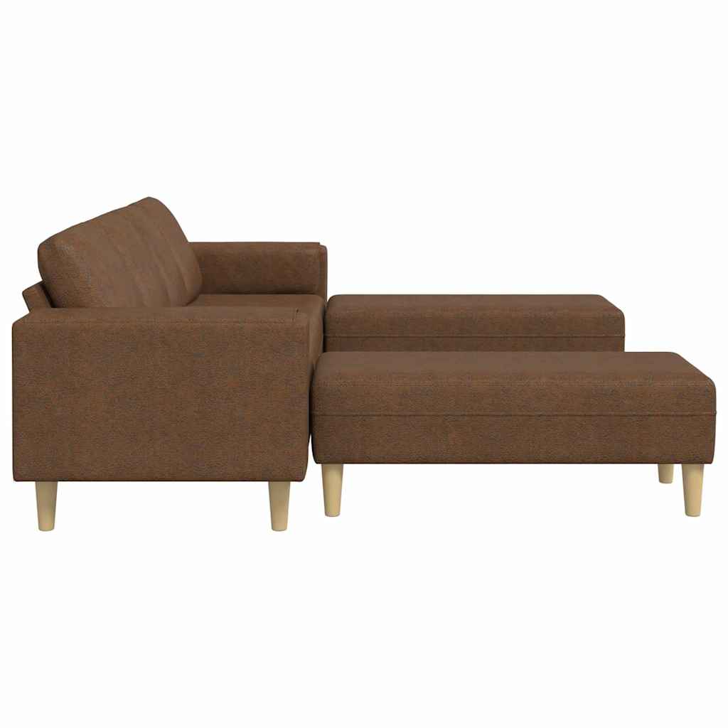 Kanapé szett 3 pcs barna műbőr velúr Kanapé szett 3 pcs barna műbőr velúr