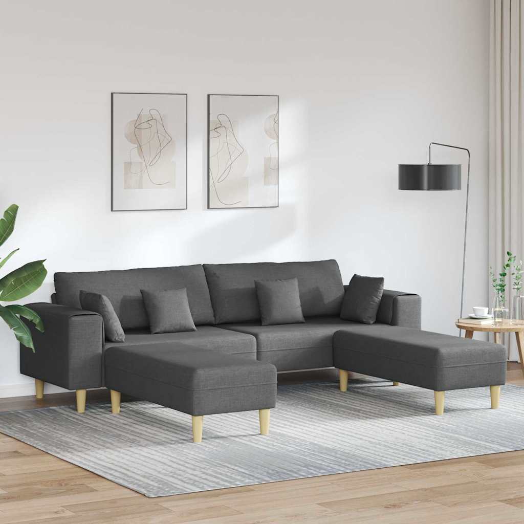 Szövet kanapé párnával 3 pcs sötétszürke 208 cm szövet