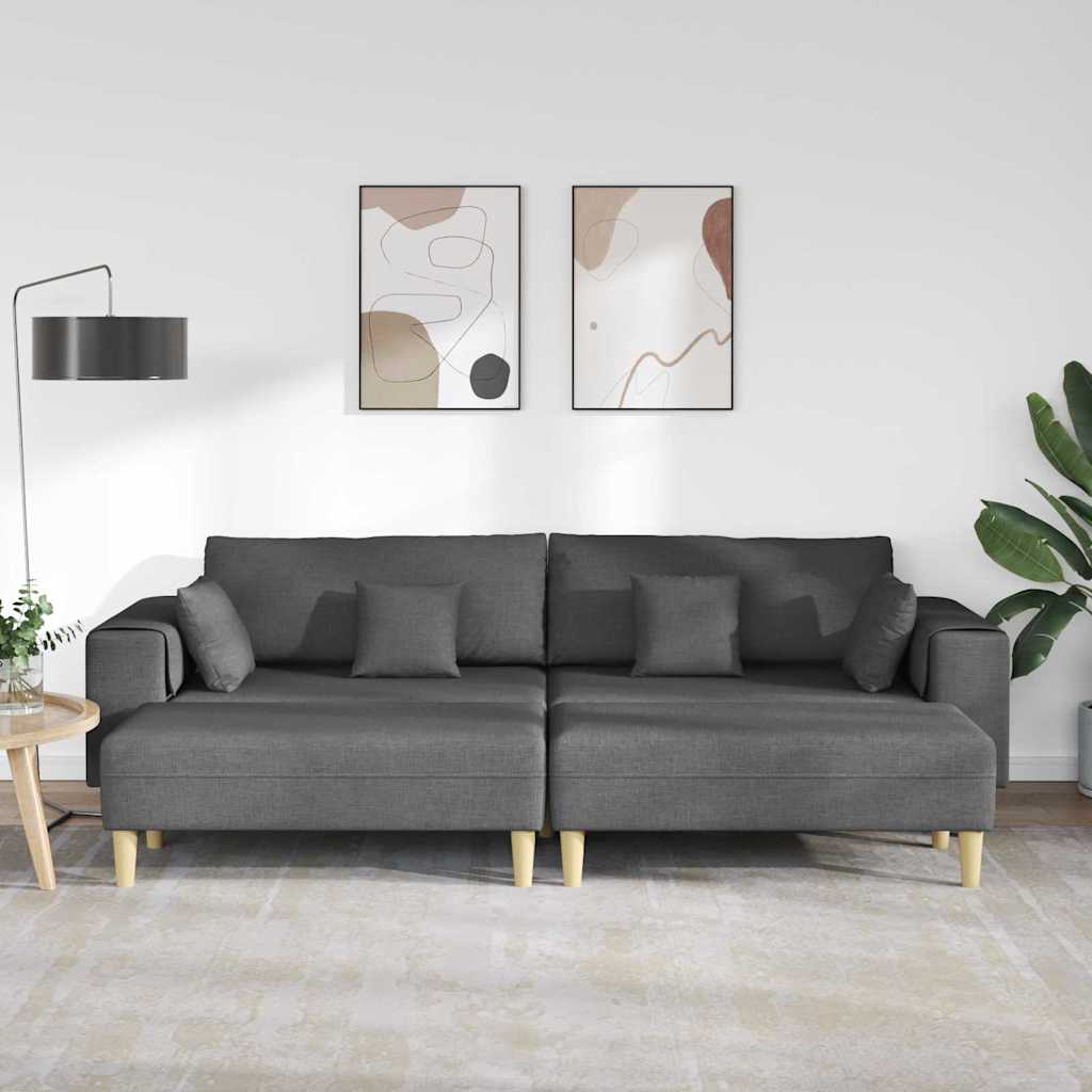 Szövet kanapé párnával 3 pcs sötétszürke 208 cm szövet