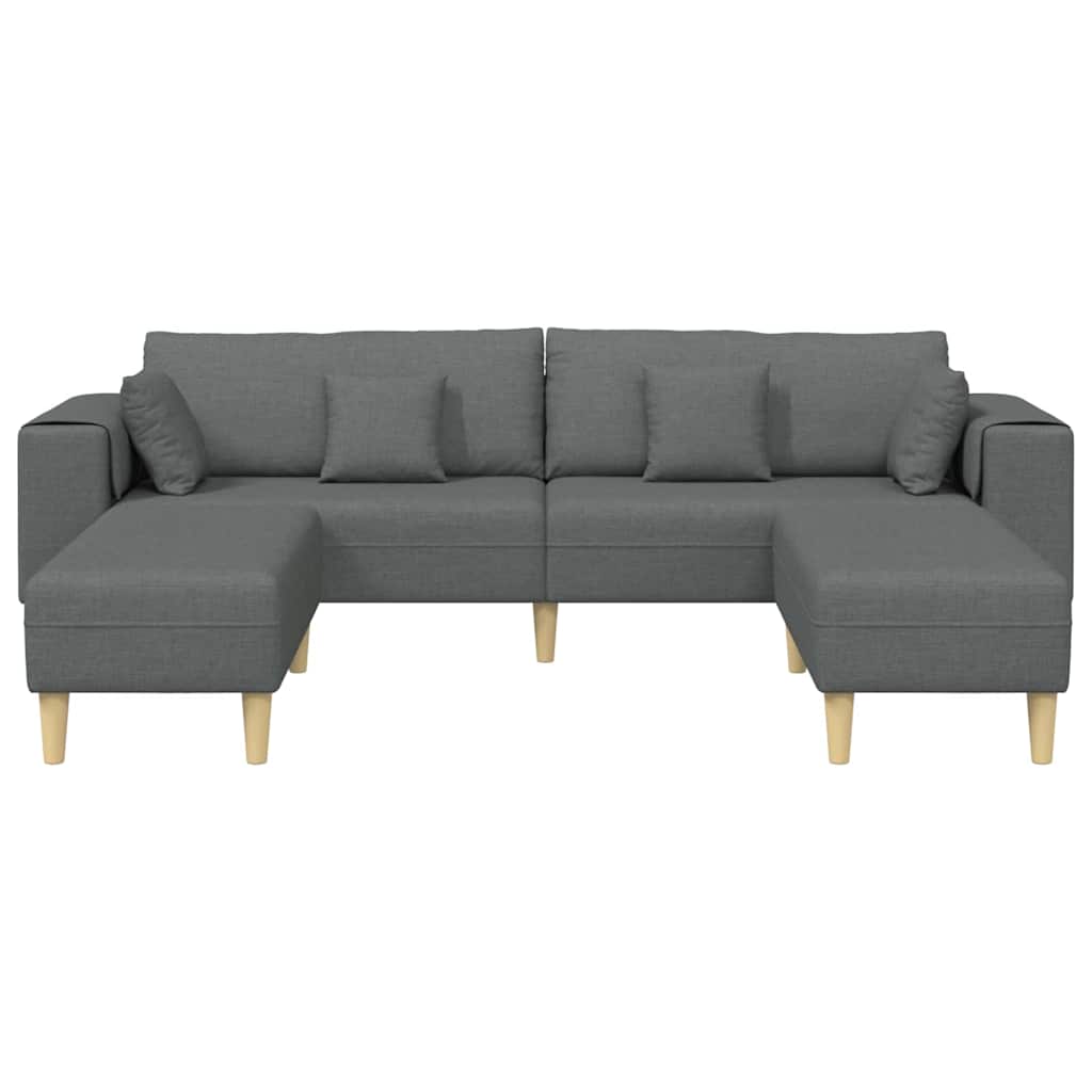 Szövet kanapé párnával 3 pcs sötétszürke 208 cm szövet