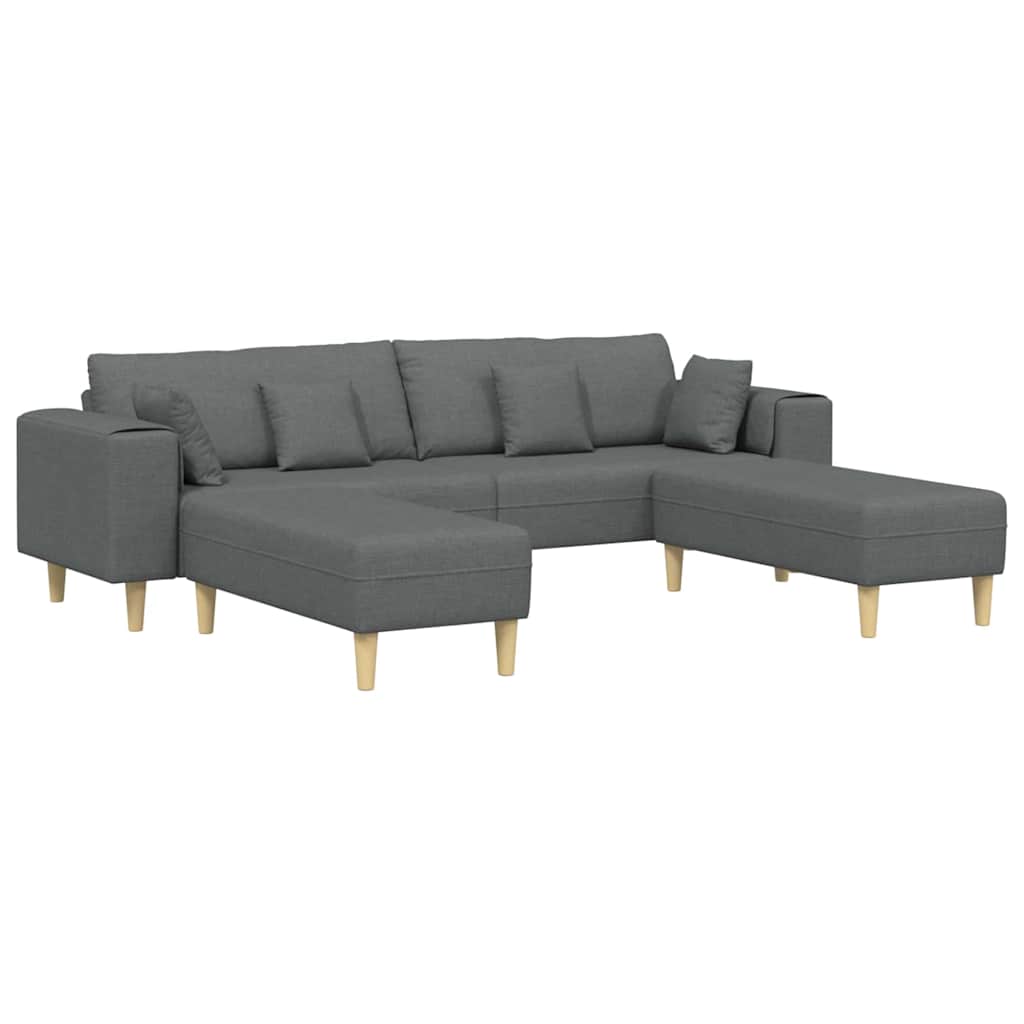 Szövet kanapé párnával 3 pcs sötétszürke 208 cm szövet