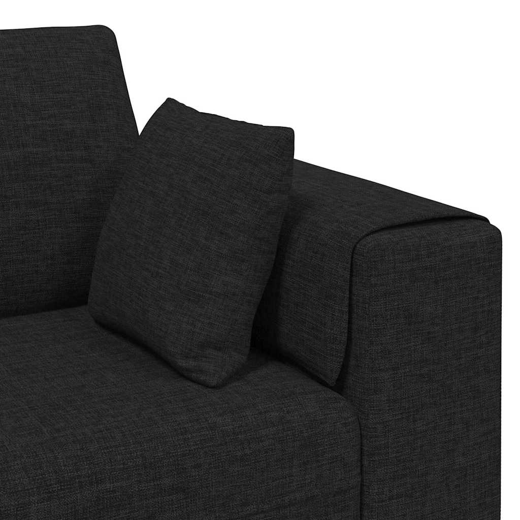 Szövet kanapé párnával 3 pcs fekete 208 cm szövet Szövet kanapé párnával 3 pcs fekete 208 cm szövet