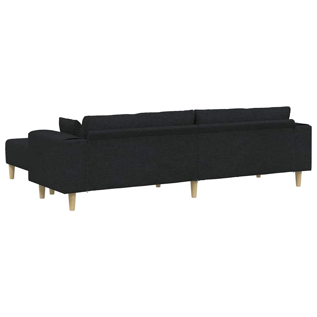 Szövet kanapé párnával 3 pcs fekete 208 cm szövet Szövet kanapé párnával 3 pcs fekete 208 cm szövet