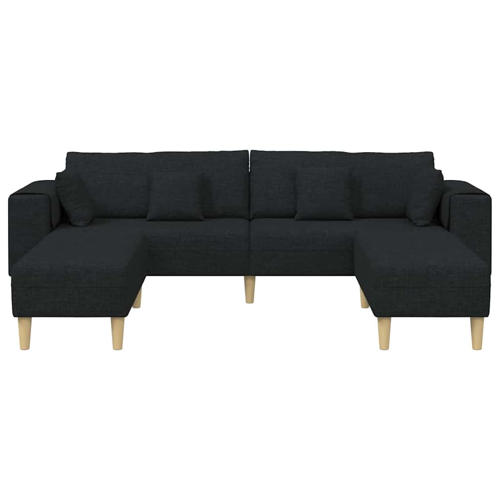 Szövet kanapé párnával 3 pcs fekete 208 cm szövet Szövet kanapé párnával 3 pcs fekete 208 cm szövet