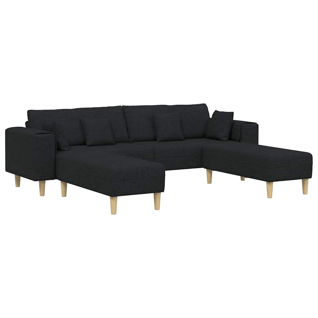 Szövet kanapé párnával 3 pcs fekete 208 cm szövet Szövet kanapé párnával 3 pcs fekete 208 cm szövet