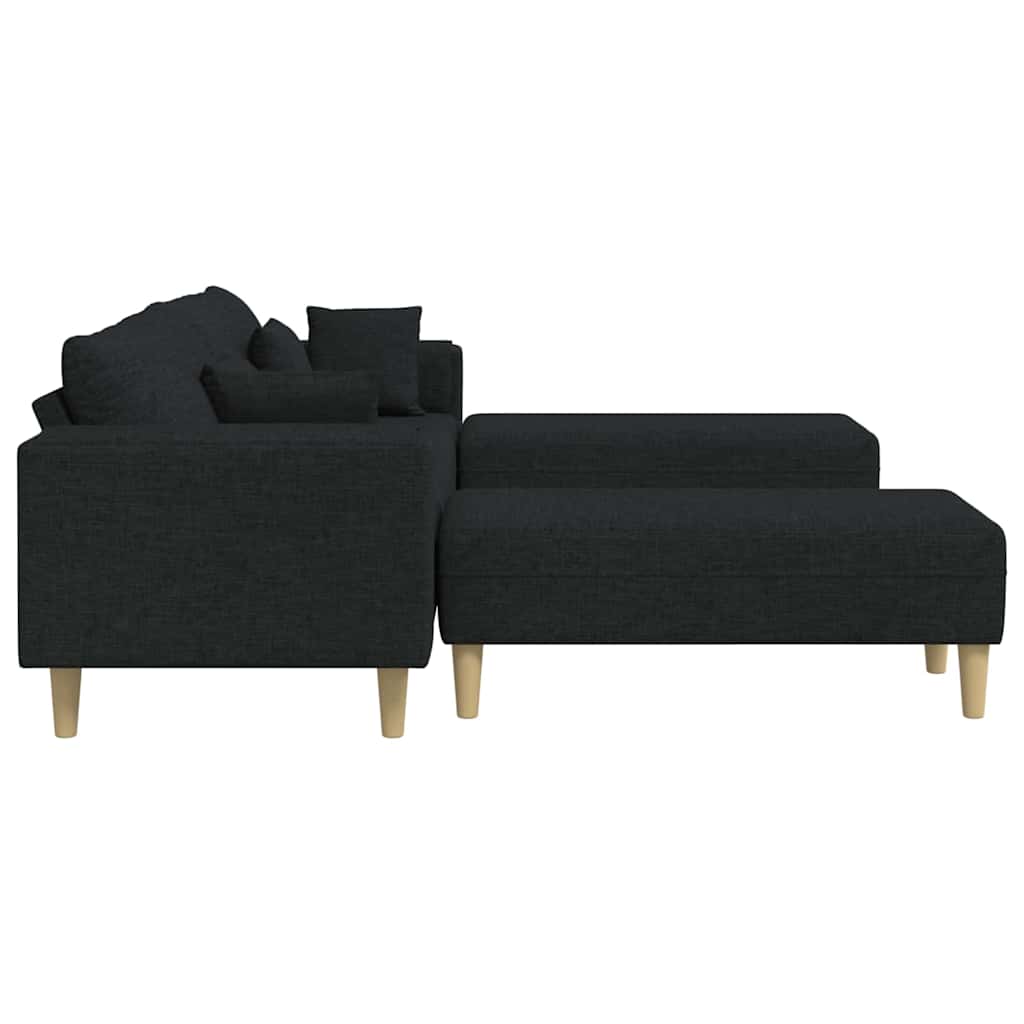 Szövet kanapé párnával 3 pcs fekete 208 cm szövet Szövet kanapé párnával 3 pcs fekete 208 cm szövet