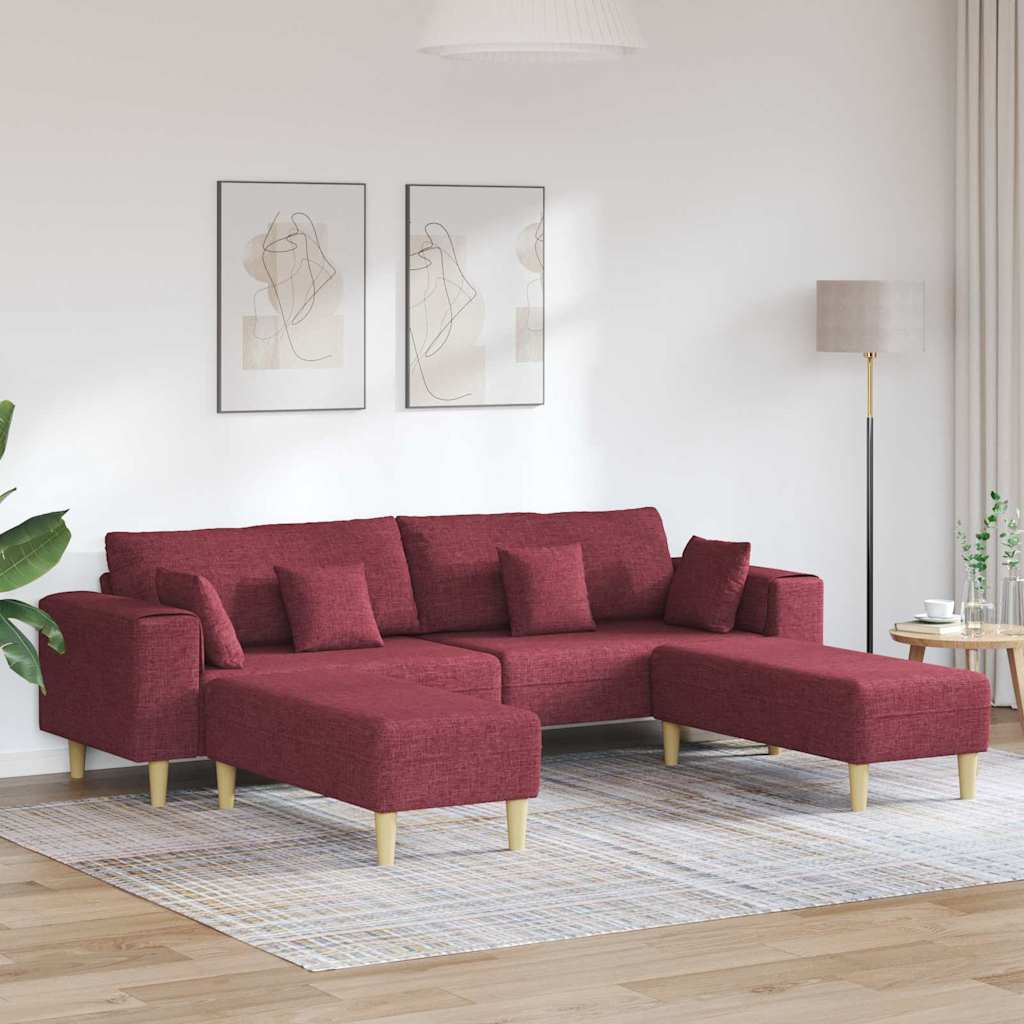 Szövet kanapé párnával 3 pcs bordó 208 cm szövet Szövet kanapé párnával 3 pcs bordó 208 cm szövet