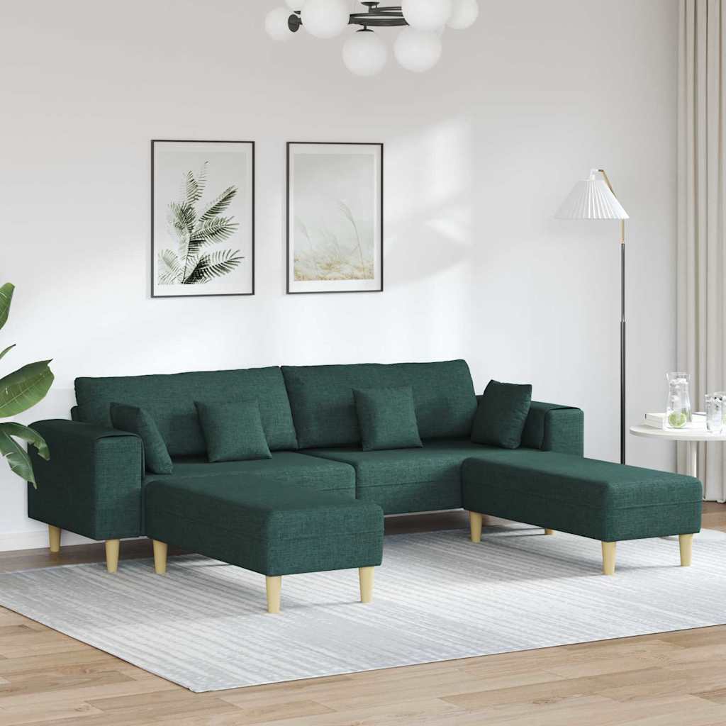 Szövet kanapé párnával 3 pcs sötétzöld 208 cm szövet