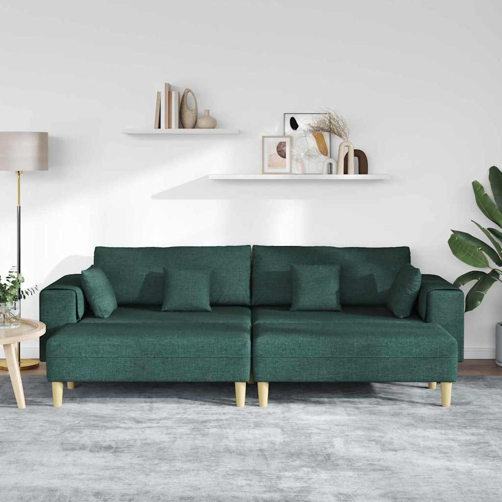 Szövet kanapé párnával 3 pcs sötétzöld 208 cm szövet