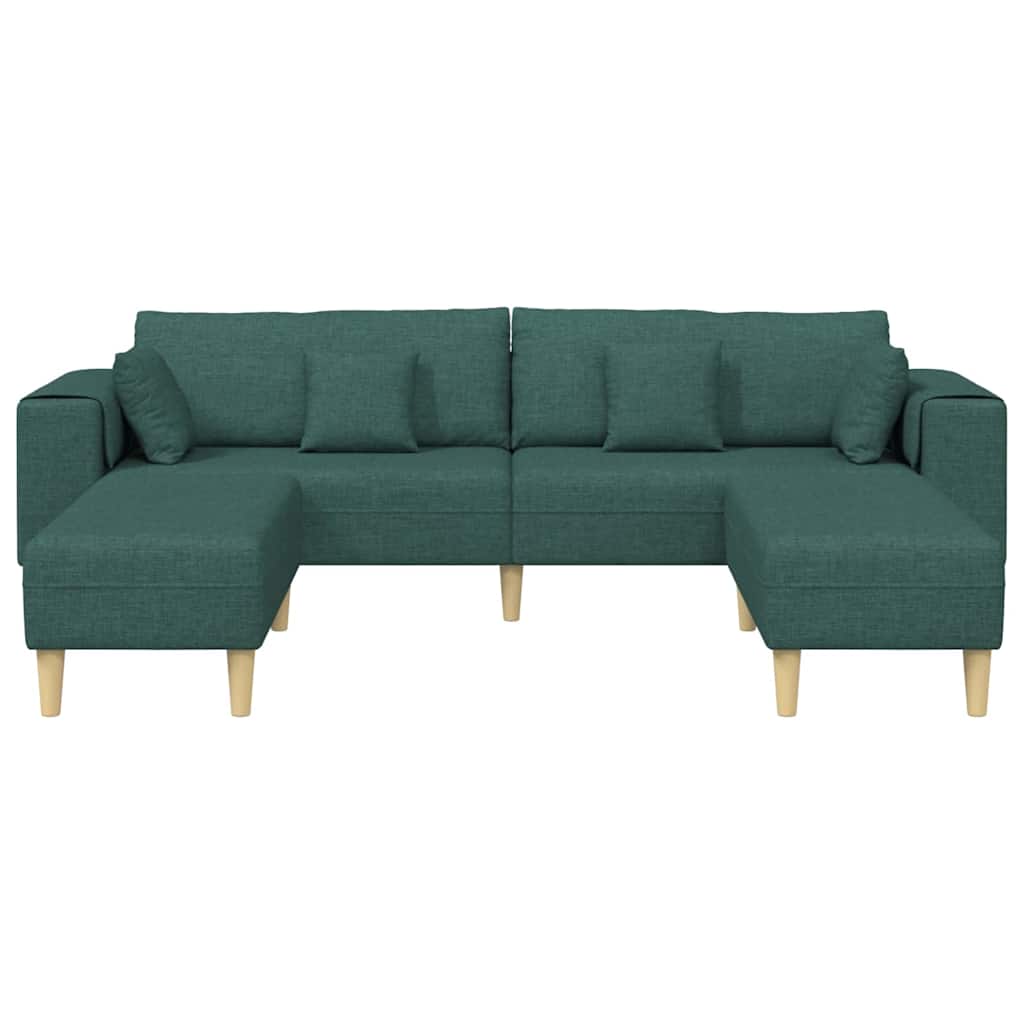 Szövet kanapé párnával 3 pcs sötétzöld 208 cm szövet